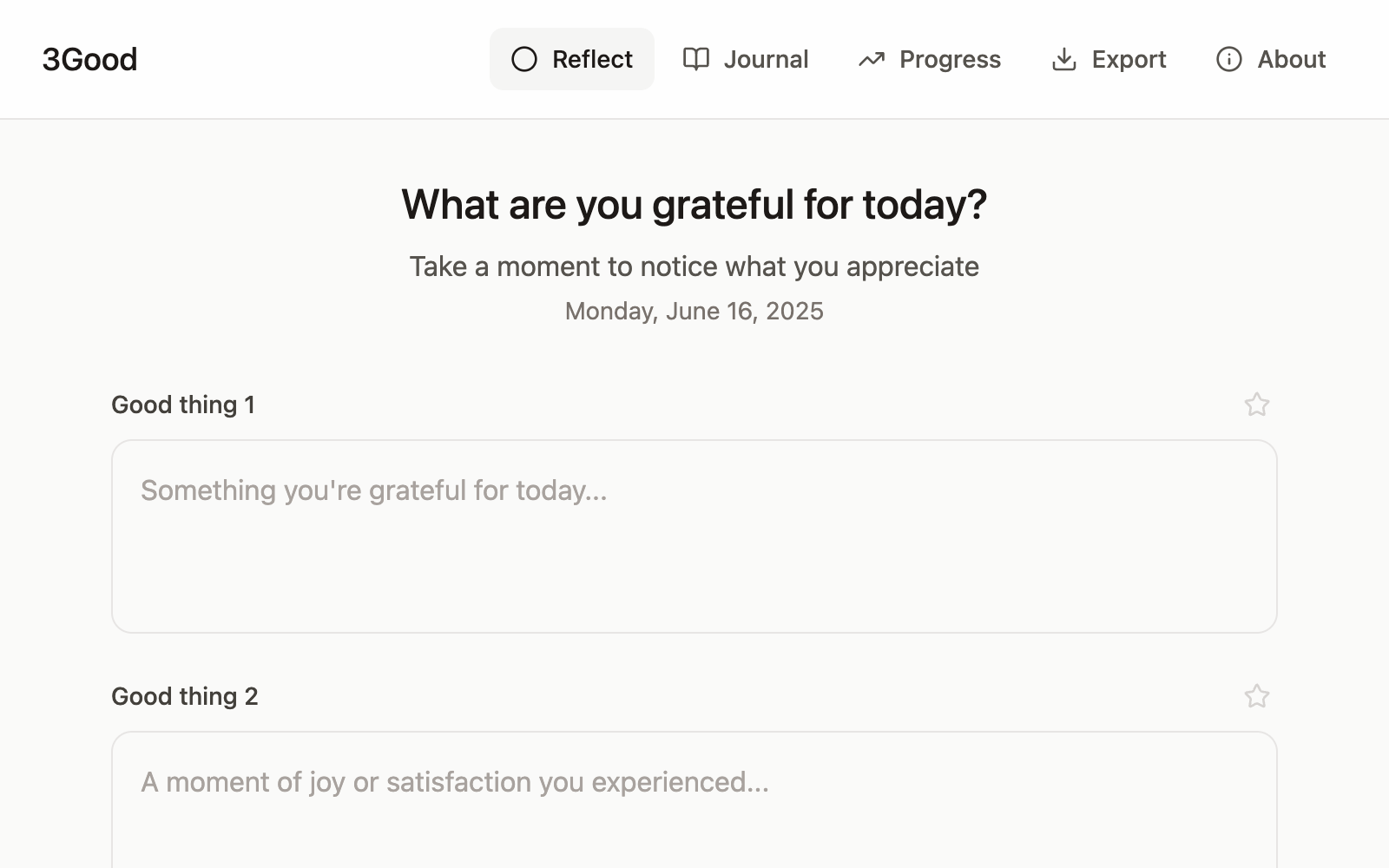 Screenshot of 3Good app